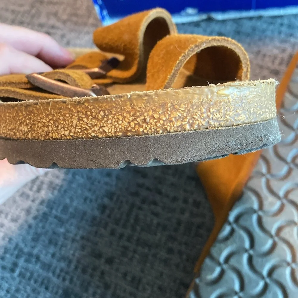 Birkenstock Men's Two-Strap Suede Sandals in Tan - Picture 6 of 7